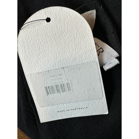 RUMER Black Ruched Maxi Skirt MEDIUM High Side Slits Hip Cutout Linen $229 NEW - Picture 9 of 10